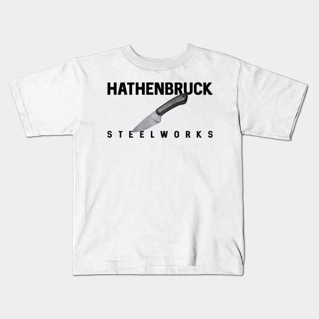Hathenbruck Steelworks Lil' Feller Knife in Black Text Kids T-Shirt by Hathenbruck Steelworks